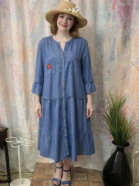 📌Body Flirt Beautiful Button Down Dress - Breathable Fabrics - Trumpet Sleeves